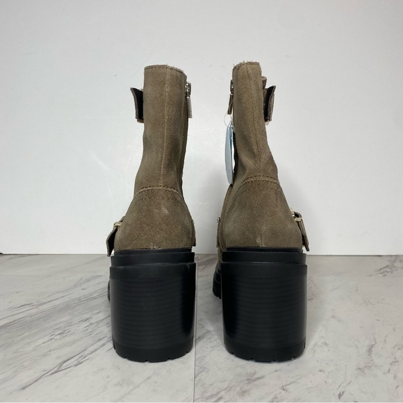 Kenneth Cole Rhode Heel Buckle Suede Bootie 8 1/2 - Picture 3 of 13